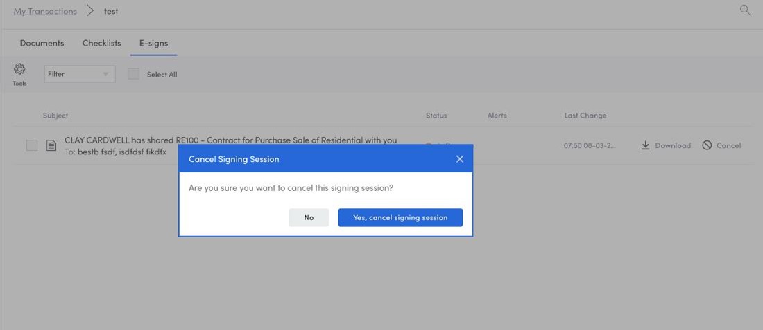image of e-sign cancel session